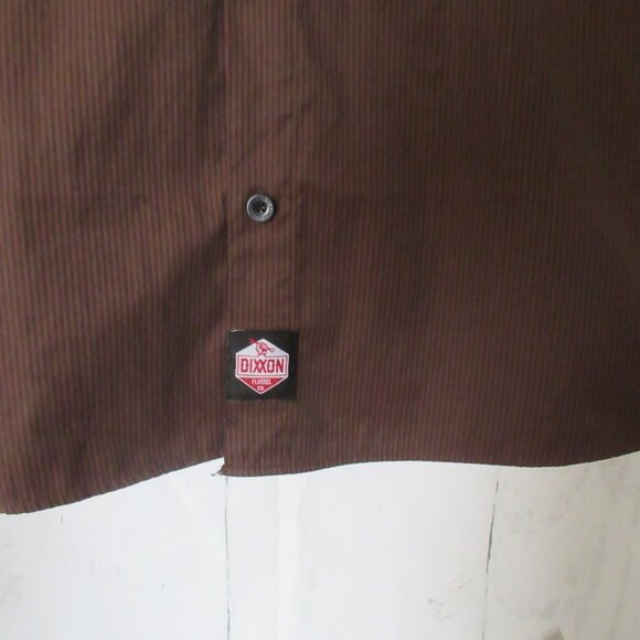 Dixxon Workforce Shirt 2XL XXL Brown Stripe Button Up Long Sleeve - Picture 2 of 8